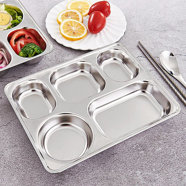 Stainless Steel Student Tray Divided Dinner Tray Lunch Container Food Plate Stainless Steel Student Tray Divided Dinner Tray Lunch Container Food Plate