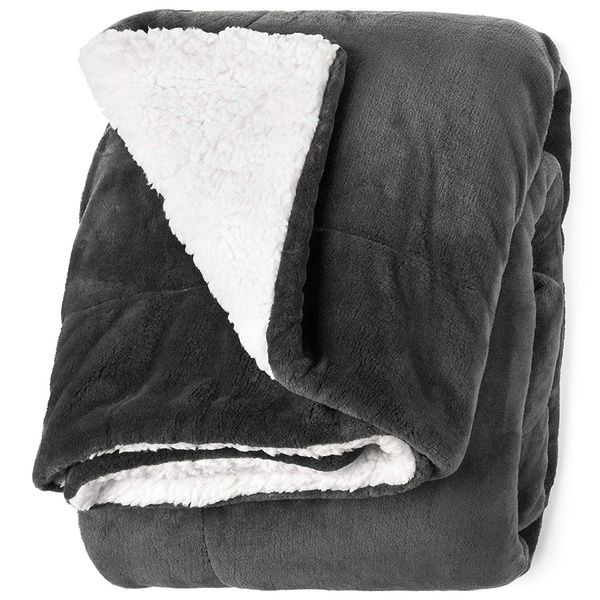 Life Comfort 1152843 Ultimate Sherpa Throw Blanket, Dark Gray Wish
