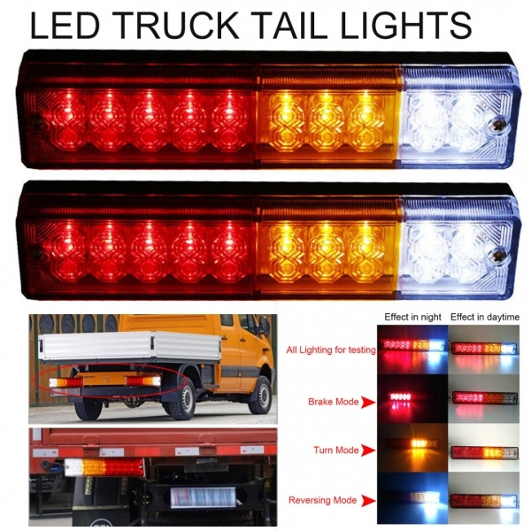2x LED Tail Lights Car Truck Trailer Stop Rear Reverse Turn Indicator Lamp Light