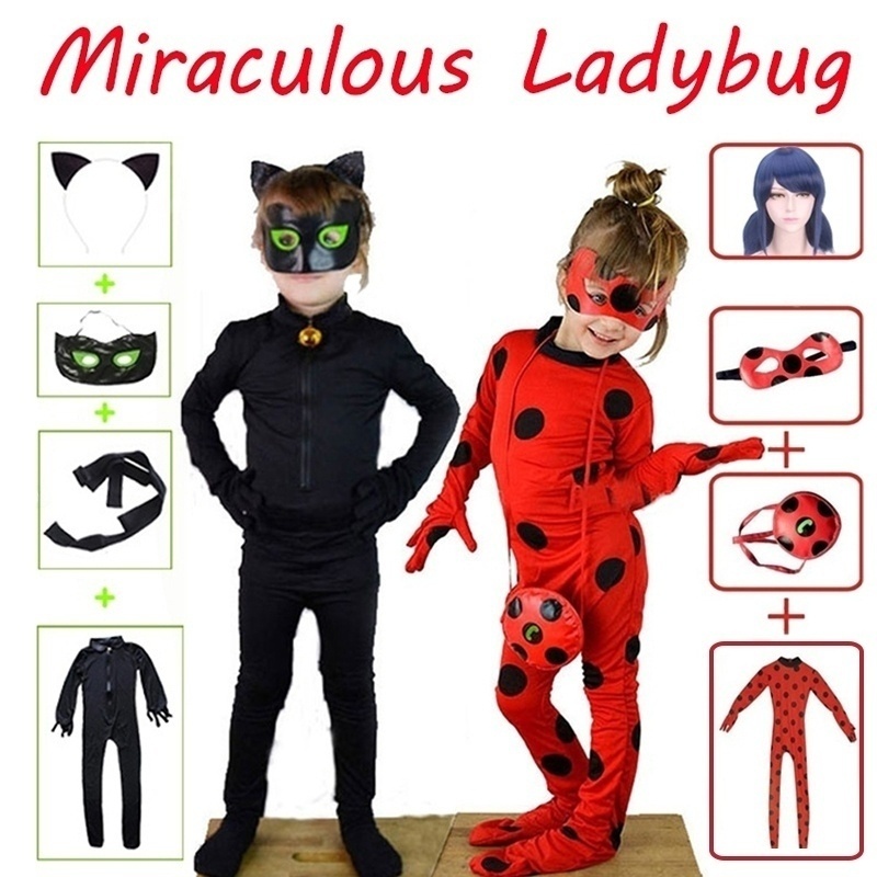 Girls Lady Bug Costume Cat Noir Party Kids Halloween Cosplay Jumpsuit S Code Clothing Shoes Accessories Vishawatch Com