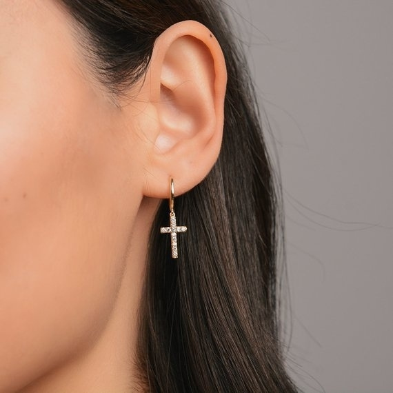 Simple fashionable 925 standard Sterling Silver Cross Earrings