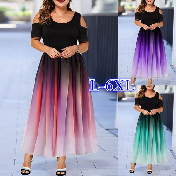 Fashion Gradient Dress Ladies Casual 