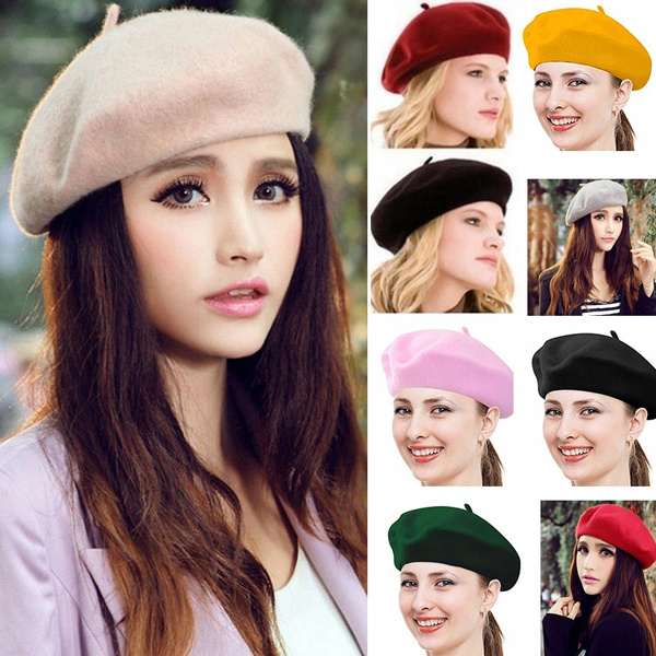 LONFENNENR Womens Hats Elegant Beret Fashion Womens Autumn Winter Stewardess Buds Hat