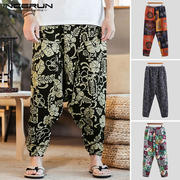 Men Ethnic Style Loose 100%Cotton Harem 