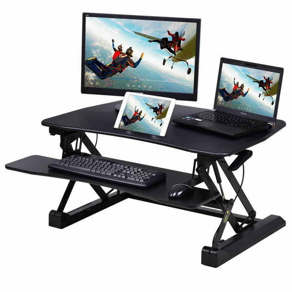 Height Adjustable Stand Up Desk Rising Laptop Computer Workstation Lift ...