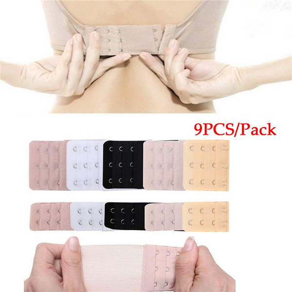 9 Pcs Women Bra Extender Strap 2-4 Hooks Replace Elastic Underwear Back  Extension