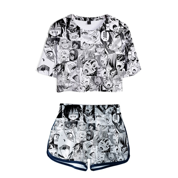 Quker Bean Women Two Piece Set Summer Anime Crop Top Set Ahegao Printed Cropped Tumblr Girl Harajuku Clothes Manga Clothing | Wish Quker Bean Women Two Piece Set Summer Anime Crop Top Set Ahegao Printed Cropped Tumblr Girl Harajuku Clothes Manga Clothing | Wish