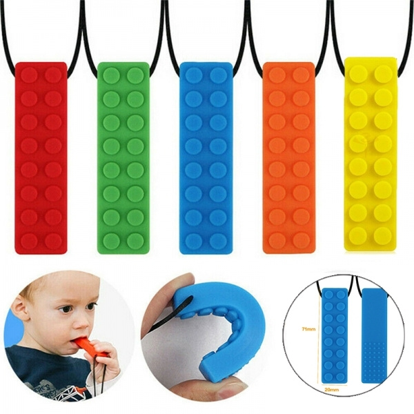 Sensory Chew Necklace Brick Chewy Kids Autism Silicone Biting Pencil Topper TOP 