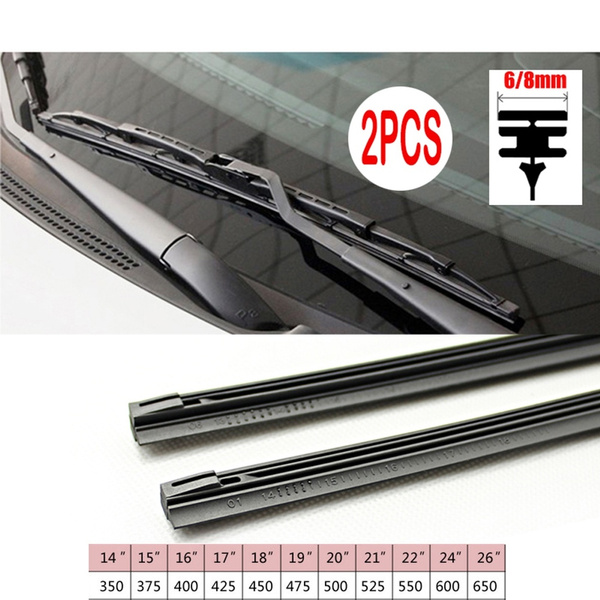 2Pcs Car Auto Rubber Wiper Blade Refills For Metal Wiper 14" 16" 22" 24 ...