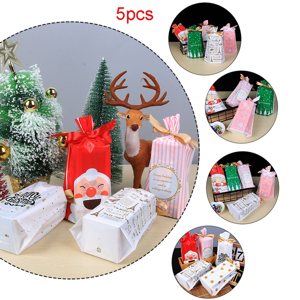 Soap Santa Claus Elk Cookies Gift Bags Drawstring Candy Package Christmas Decor 
