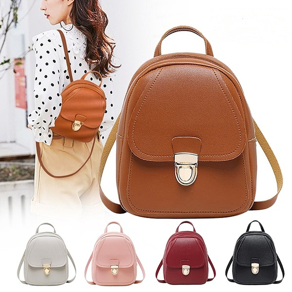 Fashion Women Girls Mini PU Leather Backpack Rucksack School Bag Travel Handbag 
