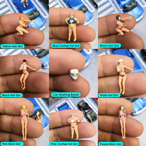 1:64 Race Medal Figures Wash Car Sister Lovely Fat Sister Model For Matchbox