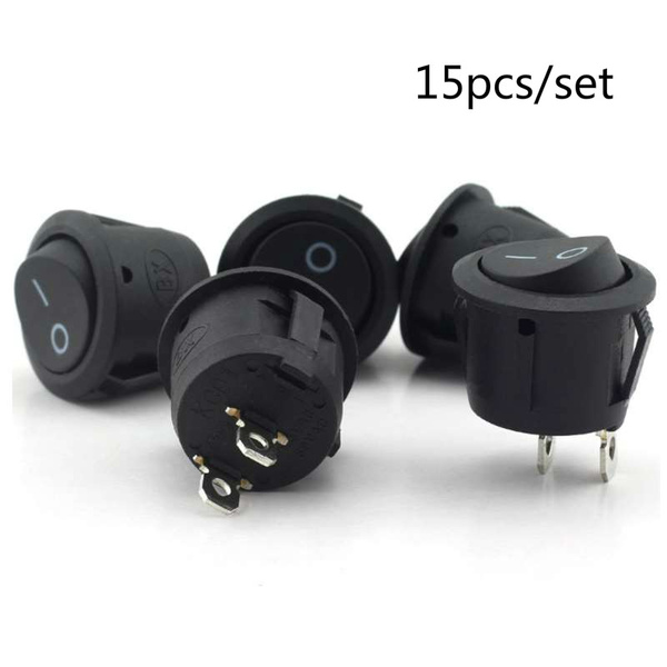 15Pcs/set ON/OFF 2Pins Round Rocker Switch Illuminated Car Dashboard ...