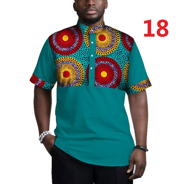 Hombres Camisetas de manga corta Camisetas africanas Ropa Dashiki Bazin  Riche Diseño africano Ropa Casual Hombres Imprimir Patchwork Top Camisas  WYN781 | Wish