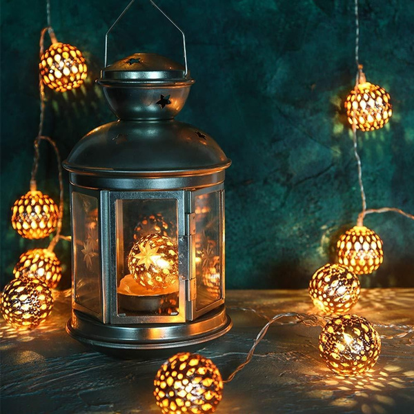 Solar String Lights Moroccan Ball 10led 20led Globe Fairy String Lights Solar Powered Orb Lantern Christmas Lighting For Outdoor Garden Yard Patio Xmas Tree Party Home Decoration Wish