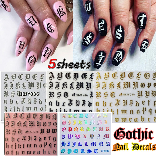5Pcs Mixed Random Nail Art 3D Decal Stickers Alphabet Letters White Black Gold Laser Acrylic Nails Tool | Wish 5Pcs Mixed Random Nail Art 3D Decal Stickers Alphabet Letters White Black Gold Laser Acrylic Nails Tool | Wish