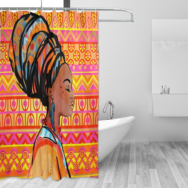 Boho African Women Shower Curtain Egypt, Exotic Shower Curtains