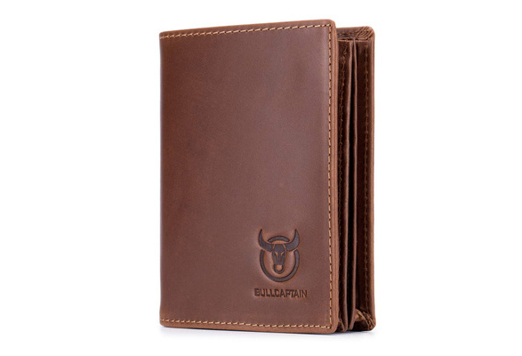 Bullcaptain Large Capacity Genuine Leather Bifold Wallet/Credit