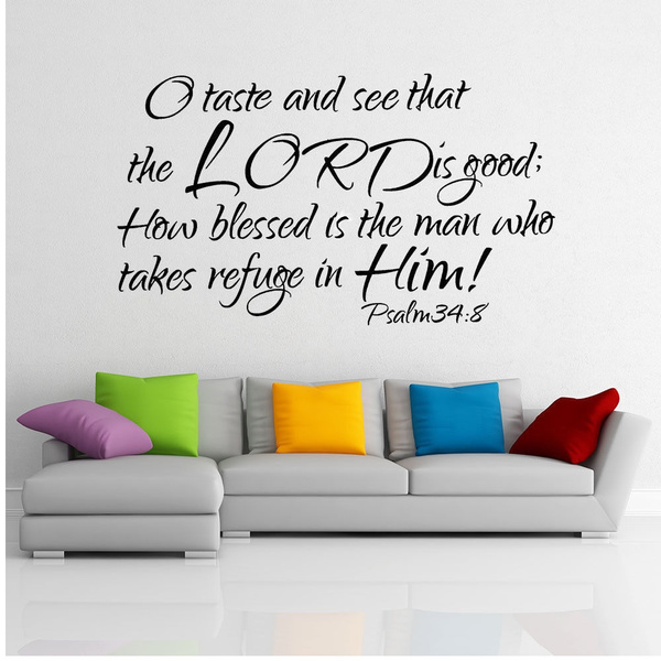 Psaume 34 8 Bible Verse Vinyl Wall Stickers Autocollants Ecritures Citation Mot Art Decor Wish