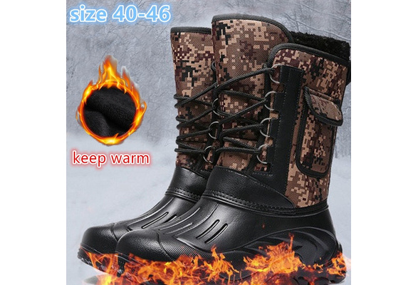 Size 40-46 Men's Skiing Hiking Shoes Outdoor Waterproof Fishing Boots  Winter Keep Warm Snow Boots