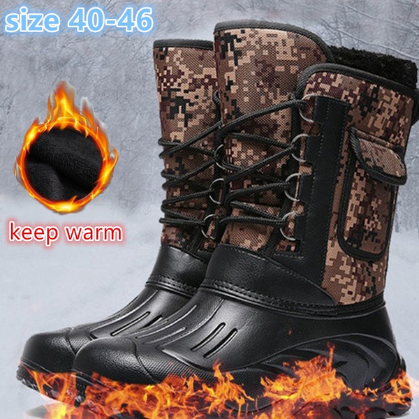 Size 40-46 Men's Skiing Hiking Shoes Outdoor Waterproof Fishing Boots  Winter Keep Warm Snow Boots