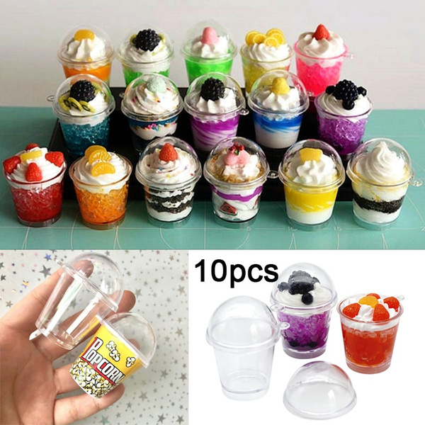 Dome Lid Doll House Ice Cream 10PCS DIY Plastic Cups Miniature Frappuccino Cup