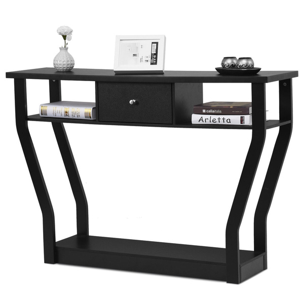 Black Accent Console Table Modern Sofa Entryway Hallway Hall Furniture W Drawer Wish Black Accent Console Table Modern Sofa, Black Modern Console Table With Drawers