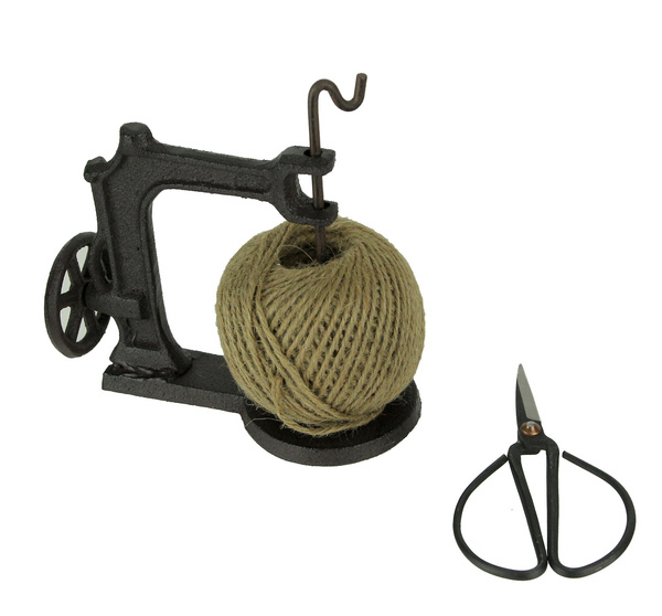 Cast iron string holder, jute rope dispenser