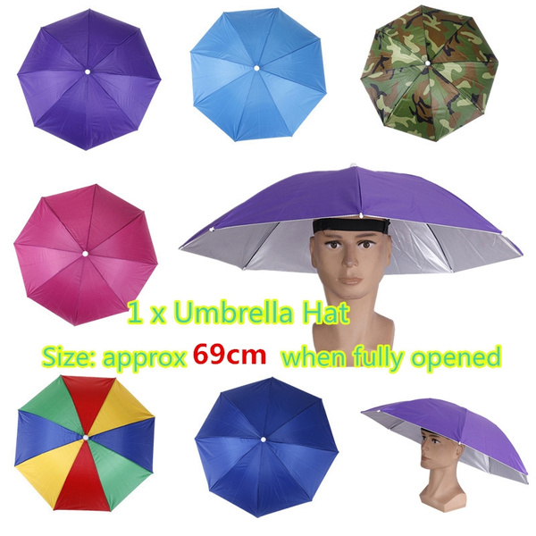 1pc 69cm Umbrella Hat Cap Folding Umbrella Fishing Headwear Handsfree Umbrell_vi