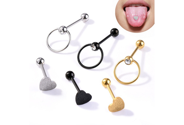 Tongue Teaser 316L Surgical Steel Double Barbell with Slave Ring 