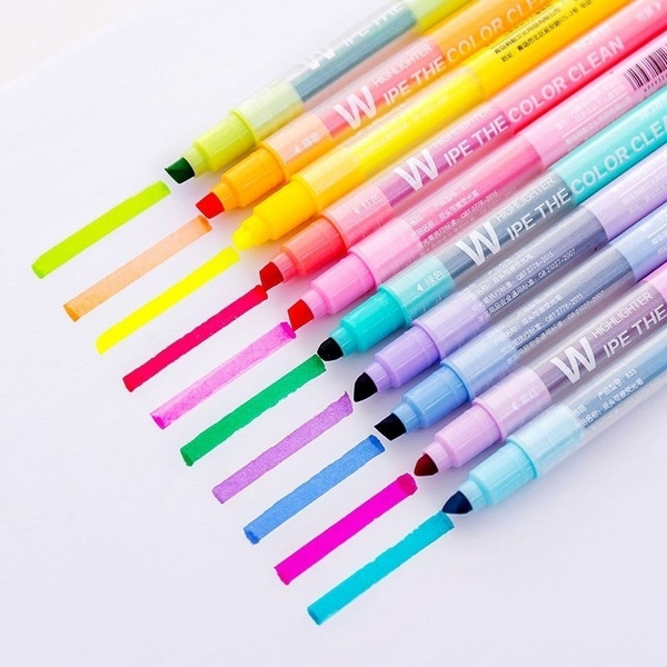 JIANWU 12pcs/set cute Double head fluorescent pen milkliner