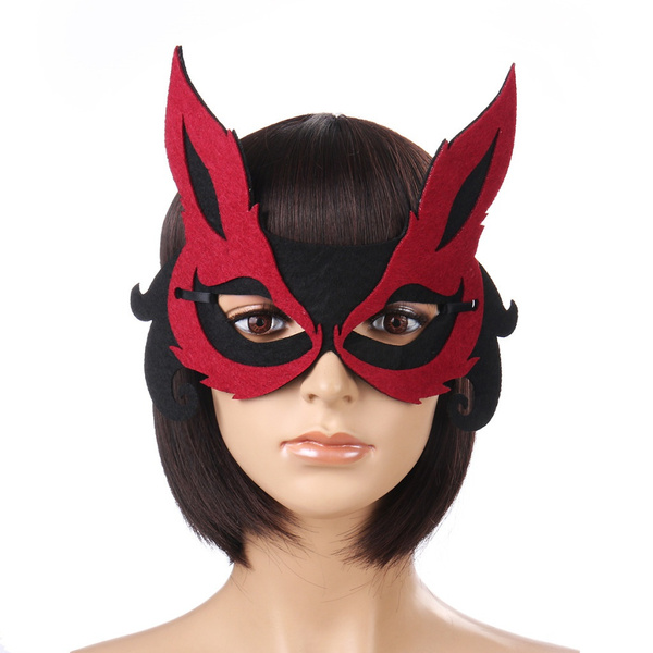 Flmtop Masquerade Masque Fashionable Elegant Half-Face Party Fox Furry Eye Masque for Girl Red, Adult Unisex, Size: One Size