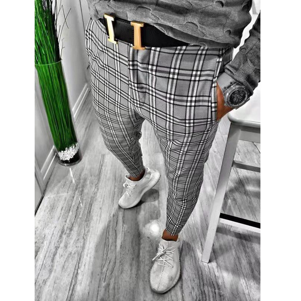 mens plaid skinny pants
