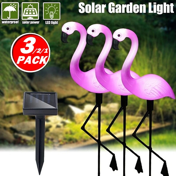 Flamingo Lawn Lamp Waterproof LED Solar Power Light Garden Stake Landscape Decor 