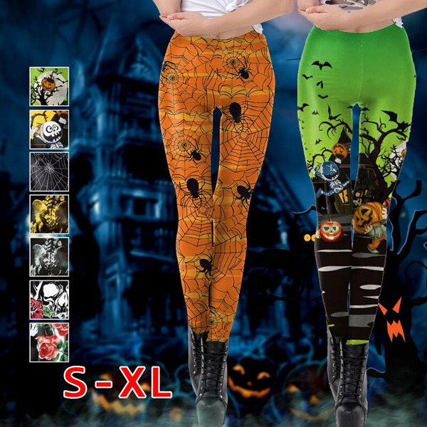 Fashion Orange Spider Tights Costume Cosplay Halloween Costume Women's  Trousers Horror Anime Performance Clothes Yoga Pants