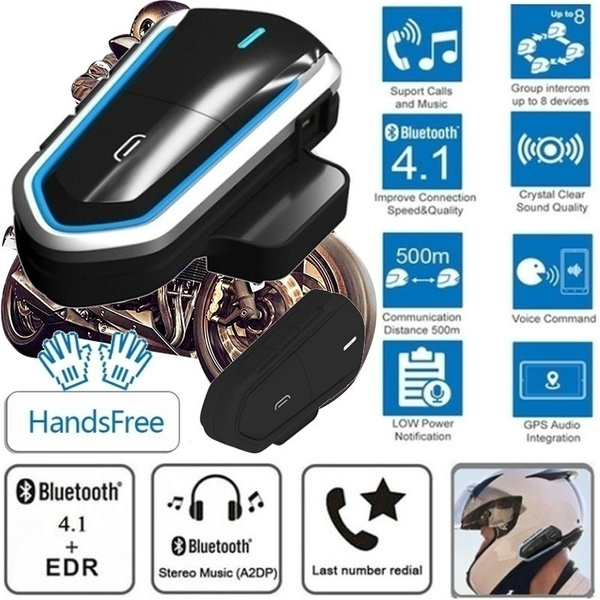 B35 Motorcycle Helmet Intercom Bluetooth 4.1 Headset Interphone Wireless Riding Handsfree FM Radio Stereo MP3 Earphone