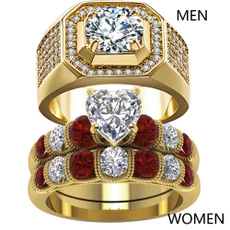 Couple Rings, yellow gold, titanium steel, wedding ring