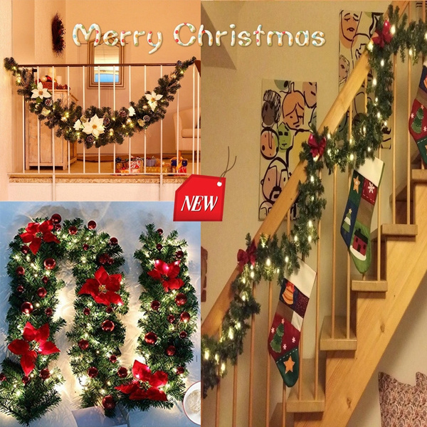 2.7M Thicker Christmas Decorations Garland Illuminated for XMAS Fireplace Stairs 