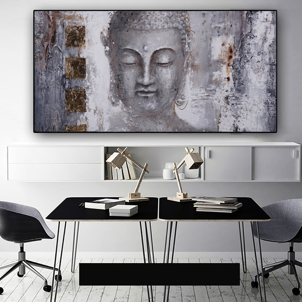 Large Buddha Wall Art Canvas Painting Abstract Buddhism Portrait Picture Face Posters And Prints For Living Room Home Decor No Frame Wish - Buddha Wall Art Canvas