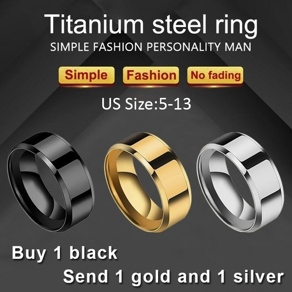 3 Pc . high quality Titanium Stainless steel rings black for Men