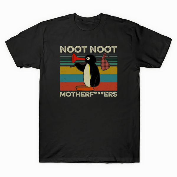 Pinguin Noot Noot motherfu KERS VINTAGE FUNNY T-shirt uomo nero t-shirt cotone 