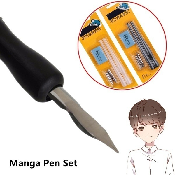 Cartoon Manga Pen Tip Pen Set Calligraphy Drawing Tool Set Five Nib +  Holder + Eraser
