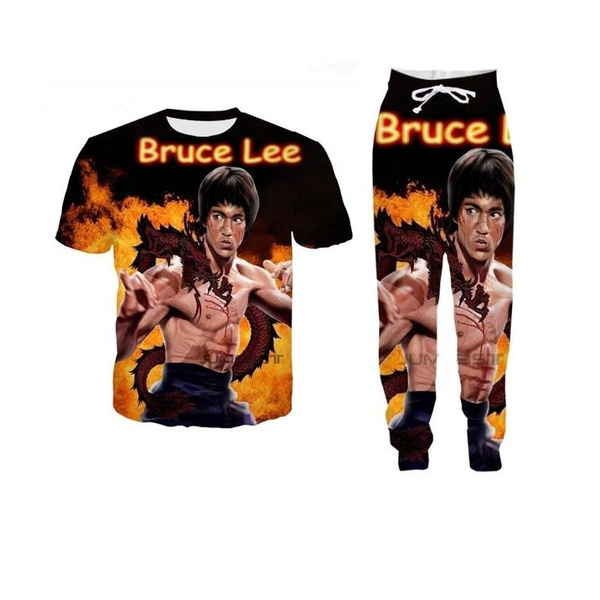 Nueva moda mujer / hombre Bruce Lee divertida camiseta con estampado 3d +  pantalones de chándal casuales conjuntos de chándal | Wish