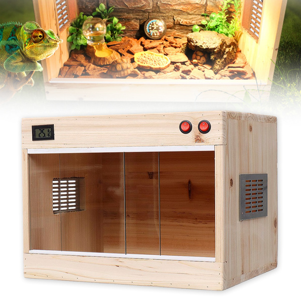 Wooden Reptile Vivarium Terrariums Heating Cage Lizard Turtle Breeding Housing Wish