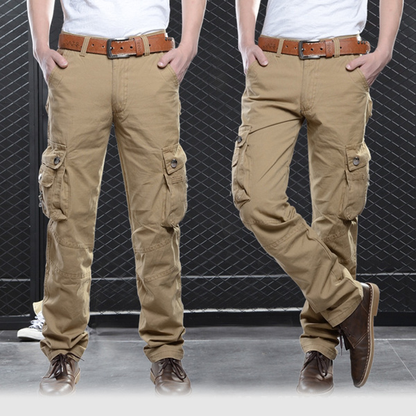 Overalls Suspenders Braces Pants Men's Retro Casual Work Trousers Khaki  Pants | eBay