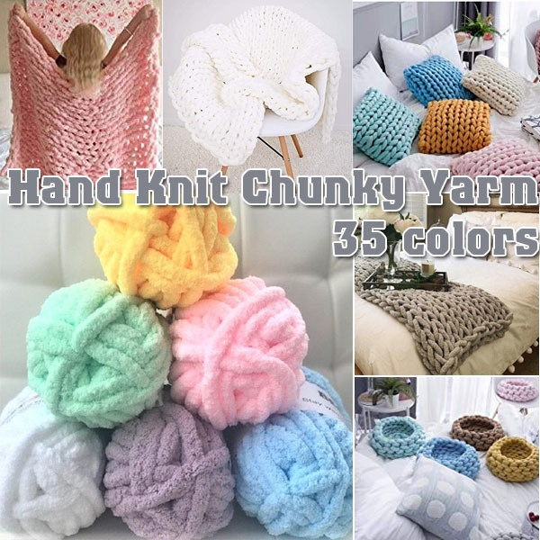 Chunky Chenille Yarn Soft Thick Arm Knitting Crochet Blanket Yarn Giant Knit  Baby Blanket 250g Chunky Knit Yarn Chunky Knit Throw Bedding