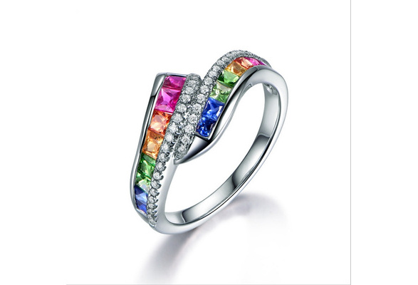 Fairy Tail Fashion Silver And Diamond Rainbow Ring