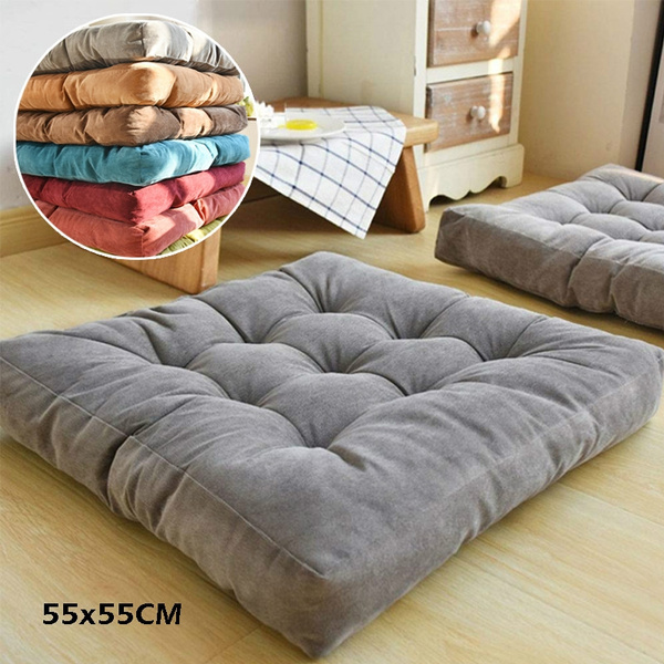 Large 55CM Corduroy Chair Pad Tatami Floor Cushion Solid Square Seat