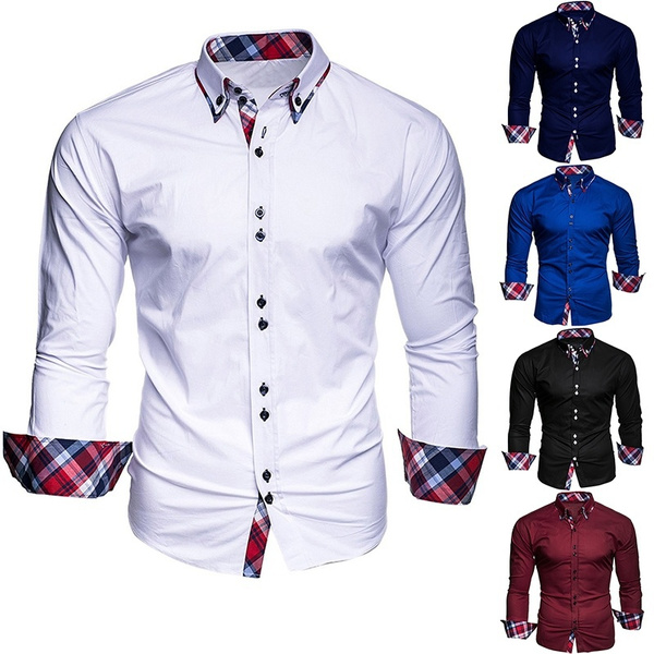 Men's Casual Tops Business Shirts Men's Slim Shirts(XS-XXXL) | Wish