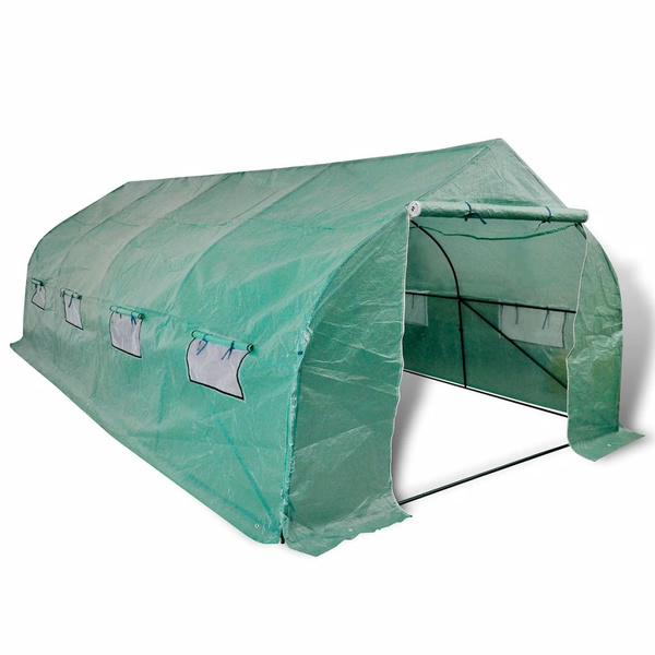 PE Cover Arched Walk-In Polytunnel Greenhouse Garden Tent w/Steel Frame 3m X 2m 